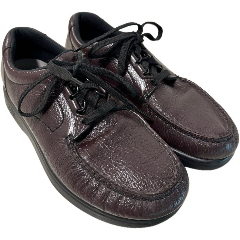 SAS Bout Time Cordovan Lace-Up Moccasin Men's Size 9.5 M Brown Leather Loafers